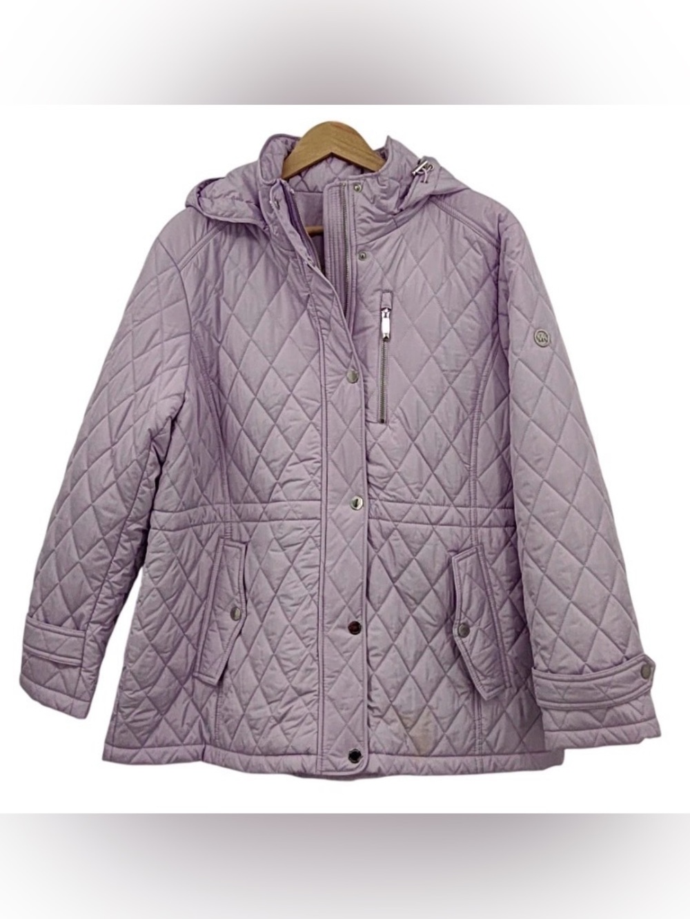 Michael Kors women’s quilted Logo-Print Hooded jacket